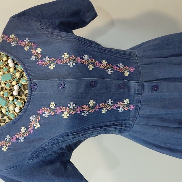 Denim Embroidered Button-Front Women’s Dress - Picture 5 of 9